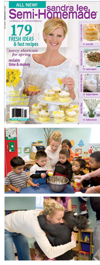 Semi-Homemade magazine cover and pictures of Sandra Lee\'s school visit