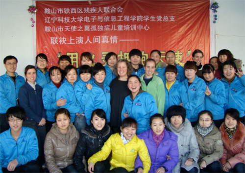 Dr. Patricia Wright in Anshan, China with the Five Project
