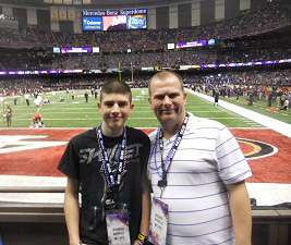 Richard Mariello and his son Jeremiah at the Super Bowl