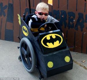 Batman costume in wheelchair