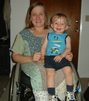Linda Long and her son when he was a toddler (he's now 10)