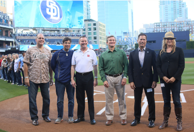Randall Rutta and S. California affiliate at Padres baseball game (Photo credit: Sandy Huffaker)