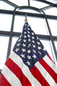 The U.S. Flag by a window