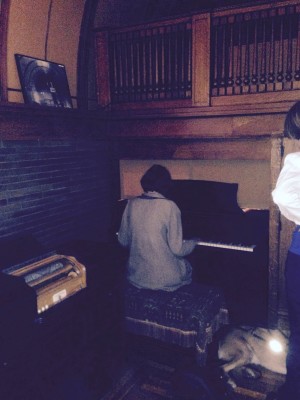 Beth playing Frank Lloyd Wright's piano