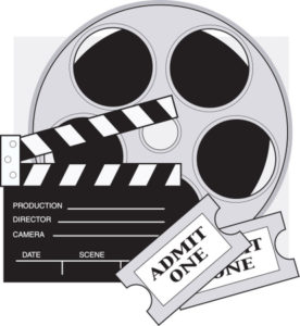 Two Movie Tickets In Front Of A Take Clapperboard And A Reel Of Movie Film