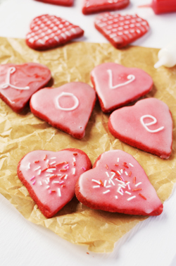 Cookies with "Love" spelled out in icing