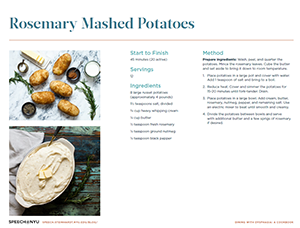 A recipe for rosemary mashed potatoes from the cookbook