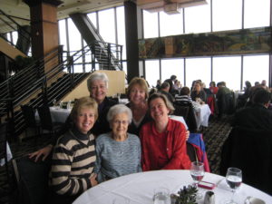 Flo and her daughters in the Hancock building for her 95th birthday