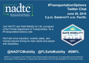 #TransportationOptions Twitter Chat June 20, 2018 2 p.m. Eastern/11 a.m. Pacific