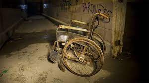 Abandoned wheelchair in a hospital 